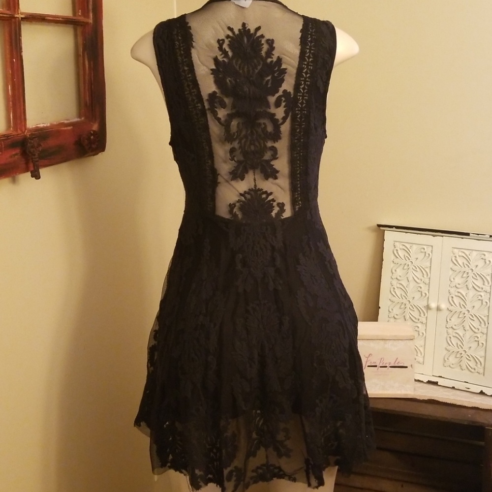 Free People Black Lace Mini Dress